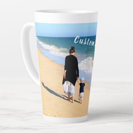 Uw Photo Latte-Mok met aangepaste tekst Latte Mok (Linkerhoek)