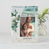 Uw Photo QR Code Beach Orchid Save the Date Kaart (Staand voorkant)