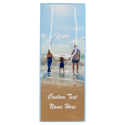 Uw Photo Wine Gift Bag met aangepaste tekstnaam Wijn Cadeautas (Voorkant)