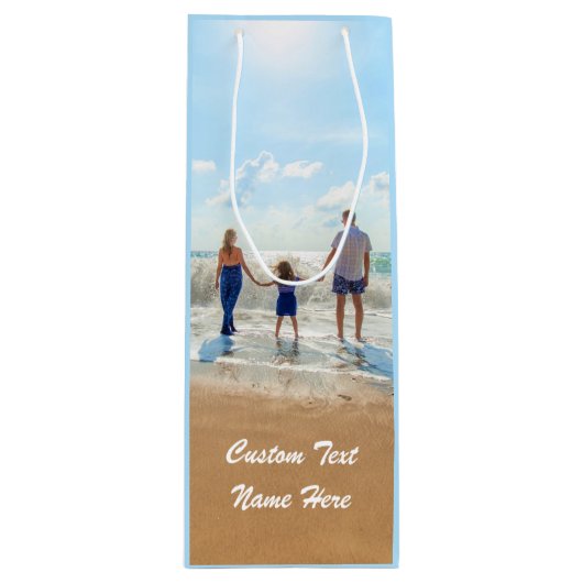 Uw Photo Wine Gift Bag met aangepaste tekstnaam Wijn Cadeautas (Voorkant)