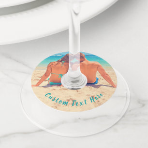 Uw Photo Wine Glass Label met aangepaste tekst