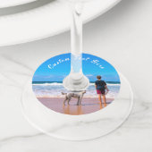 Uw Photo Wine Glass Label met aangepaste tekst (Dichtbij)