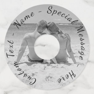 Uw Photo Wine Glass Label met aangepaste tekstnaam