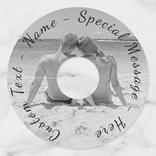 Uw Photo Wine Glass Label met aangepaste tekstnaam (Voorkant)