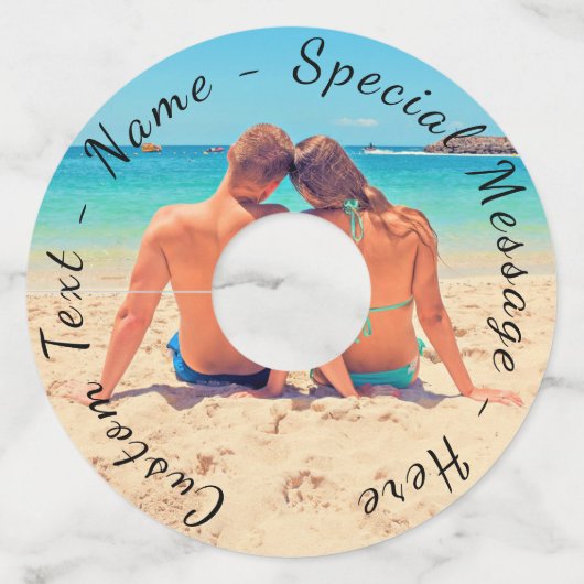 Uw Photo Wine Glass Label met aangepaste tekstnaam (Achterkant)