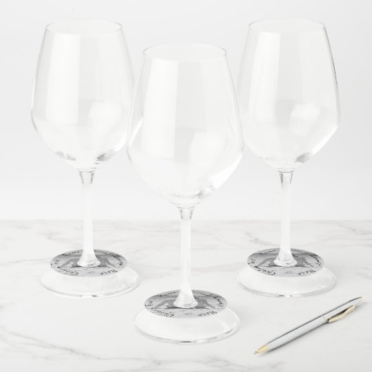 Uw Photo Wine Glass Label met aangepaste tekstnaam (Set)