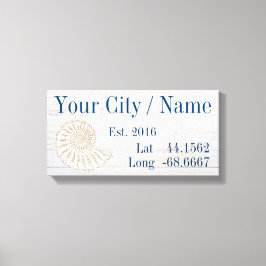 Uw plaats of familienaam Latitude en Lengtegraad Canvas Afdruk