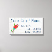 Uw plaats of familienaam Latitude en Lengtegraad Canvas Afdruk (Voorkant)