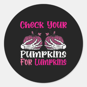 Uw pompoenen Borstkanker Bewustzijn Halloween WO Ronde Sticker