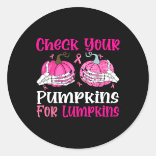 Uw pompoenen Borstkanker Bewustzijn Halloween WO Ronde Sticker