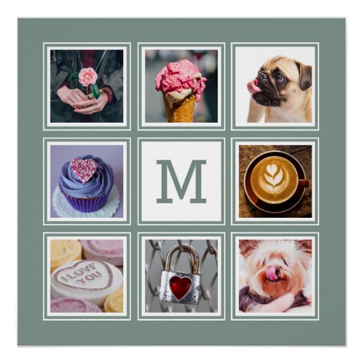 UW poster Foto's, monogram en kleur (Voorkant)