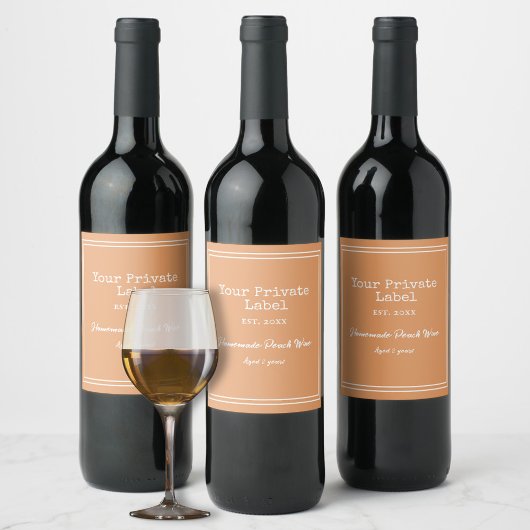 Uw Private Label Thuisgemaakte Perzik Wijn Etiket