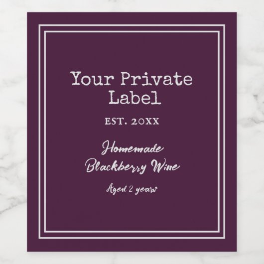 Uw Private Label zelfgemaakte braamwijn Wijn Etiket (Enkel label)