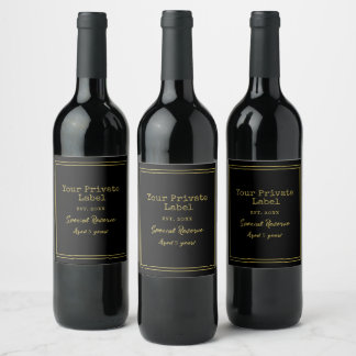 Uw Private Label Zwart en Goud Speciale Reserve Wijn Etiket