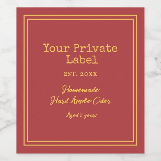 Uw privé-label zelfgemaakte harde appelcider wijn wijn etiket (Enkel label)