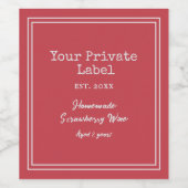Uw privélabel Homemade aardbei Wijn Wijn Etiket (Enkel label)