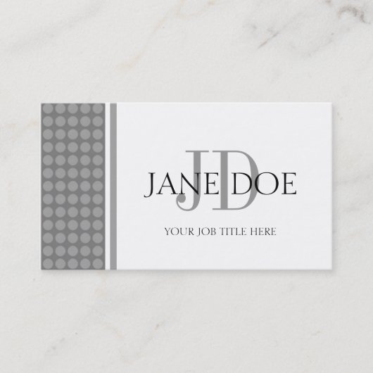Uw professionele monogram Silver Dot/White Paper Visitekaartje (Voorkant)
