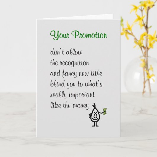 Uw promotie - een grappig gedicht van Gefeliciteer Kaart (Gele Bloem)