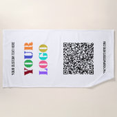 Uw QR code aangepaste tekst bedrijf Logo strandlak Strandlaken (Voorkant)
