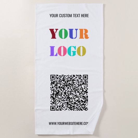 Uw QR code aangepaste tekst bedrijf Logo strandlak Strandlaken (Voorkant)