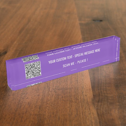 Uw QR-code Aangepaste Tekst Bureaublad Naambord Vo (Zijkant)
