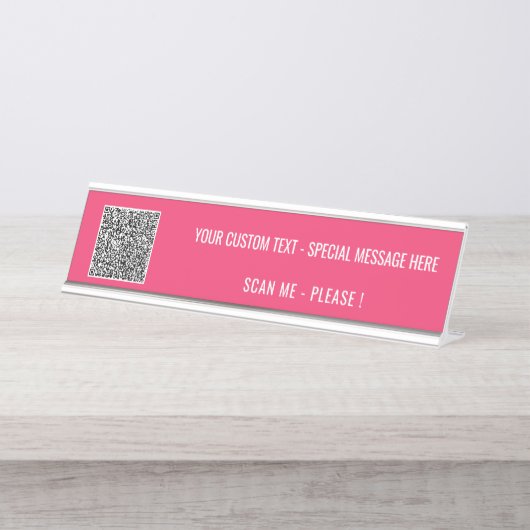 Uw QR-code Aangepaste Tekst Bureaunaamplaat Voorbe Bureau Naambordje (Voorkant)