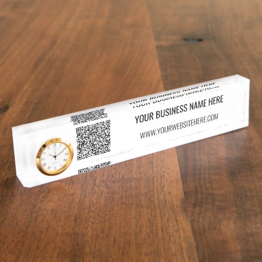 Uw QR-code Aangepaste tekst Desk Naam Bord Sjabloo Naambordje (Zijkant)