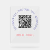 Uw QR Code Aangepaste Tekst en Kleur Acryl Teken Bord (Voorkant)