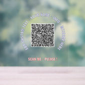 Uw QR Code Aangepaste Tekst en Kleur Acryl Teken Bord (Neutraal)
