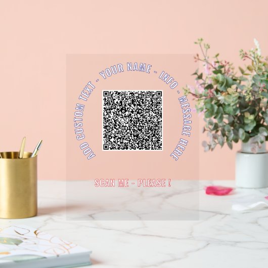 Uw QR Code Aangepaste Tekst en Kleur Acryl Teken Bord (Huwelijk)