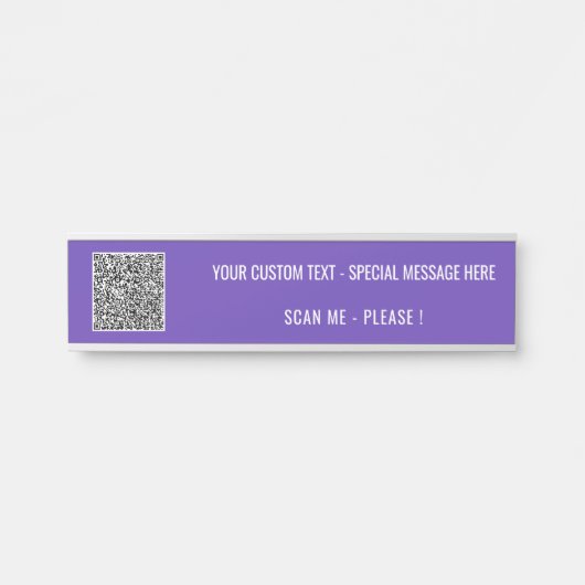 Uw QR-code aangepaste tekst en kleur bureau naampl Deurbordje (Voorkant)