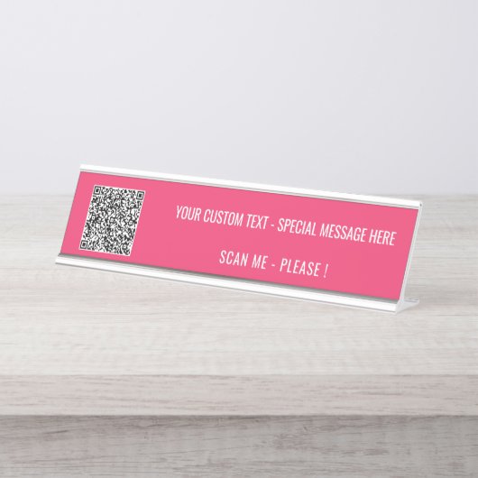 Uw QR-code Aangepaste tekst en kleur Desk Naam Bor Bureau Naambordje (Voorkant)