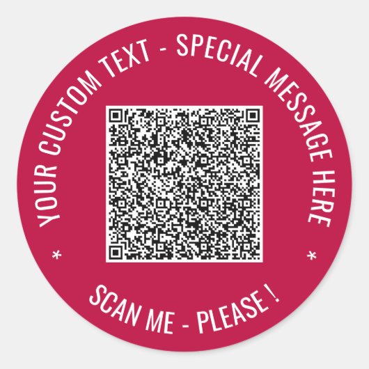 Uw QR Code Aangepaste Tekst en Kleur Gift Stickers (Voorkant)