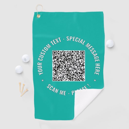 Uw QR-code aangepaste tekst en kleur golfhanddoek (Insitu)