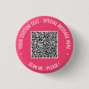 Uw QR-code aangepaste tekst en kleur knop sjabloon Ronde Button 3,2 Cm