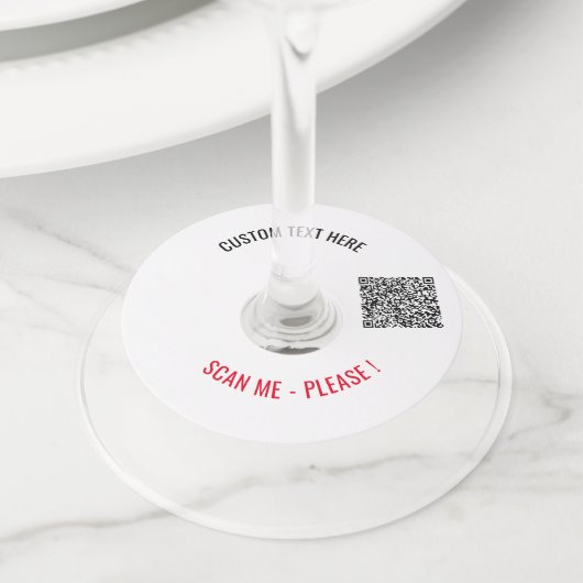 Uw QR-code Aangepaste tekst en kleur Wijnglas Labe Wijnglaslabel (Dichtbij)