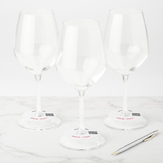 Uw QR-code Aangepaste tekst en kleur Wijnglas Labe Wijnglaslabel (Set)