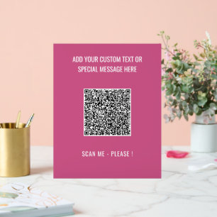 Uw QR Code Aangepaste Tekst en Kleuren Acryl Teken Bord
