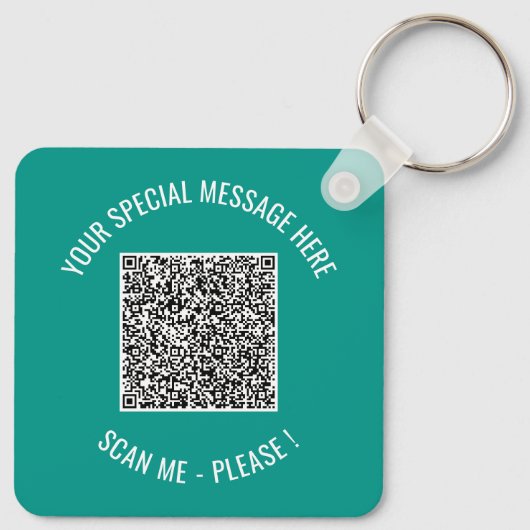 Uw QR-code aangepaste tekst en kleuren cadeau sleu Sleutelhanger (Achterkant)