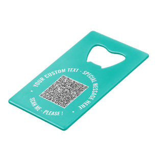 Uw QR-code aangepaste tekst en kleuren flesopener Creditkaart Flessenopener