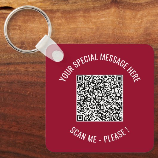 Uw QR Code Aangepaste Tekst en Kleuren Gift Sleute Sleutelhanger (Voorkant)