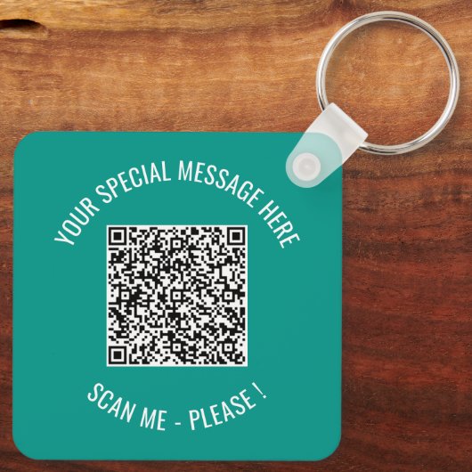 Uw QR Code Aangepaste Tekst en Kleuren Gift Sleute Sleutelhanger (Achterkant)