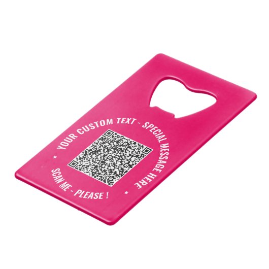 Uw QR-code Aangepaste tekst en kleurensnelle opene Creditkaart Flessenopener (Voorkant Gekanteld)