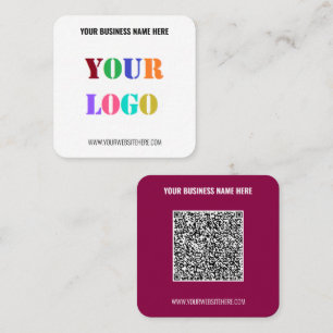Uw QR-code Aangepaste tekst en Logo-Visitekaartje Vierkante Visitekaartje
