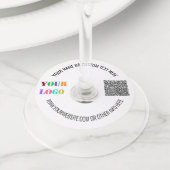 Uw QR Code Aangepaste Tekst en Logo Wijnglas Label (Dichtbij)