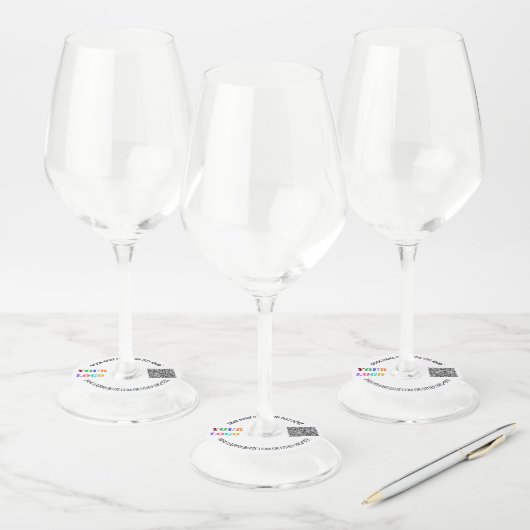 Uw QR Code Aangepaste Tekst en Logo Wijnglas Label (Set)