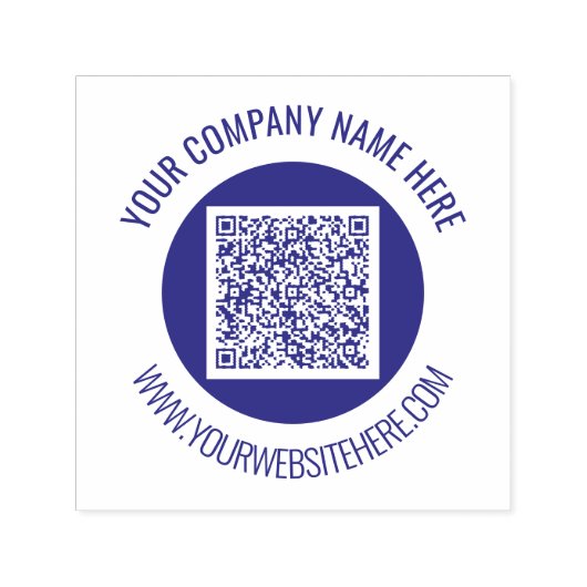 Uw QR code aangepaste tekst gepersonaliseerde rond Zelfinktende Stempel (Design)