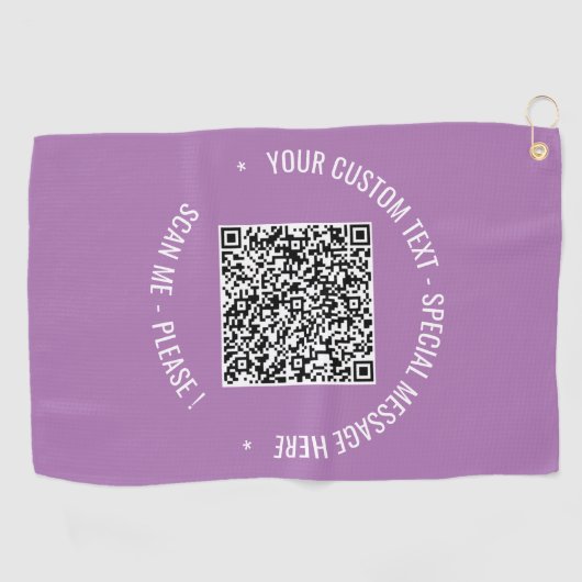 Uw QR-code aangepaste tekst golfhanddoek voorbeeld (Horizontaal)