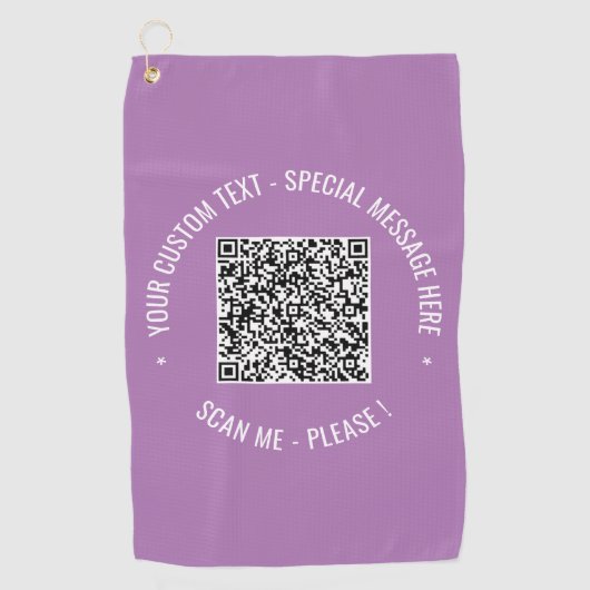 Uw QR-code aangepaste tekst golfhanddoek voorbeeld (Voorkant)