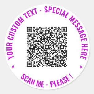 Uw QR-code aangepaste tekst merkstickers voorbeeld Ronde Sticker